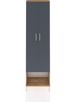 Arges Dolap 5 Raflı 2 Kapaklı 60X30X221 Çam-Antrasit