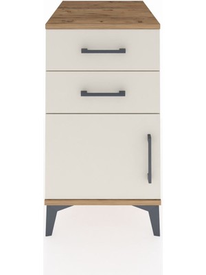 Kronos Komodin Tek Raflı 2 Çekmeceli Tek Kapaklı 44X59X80 Çam-Aytaşı