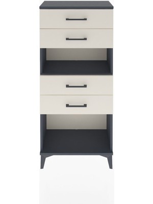 Arges Dolap Tek Raflı 4 Çekmeceli 60X30X134 Antrasit-Aytaşı