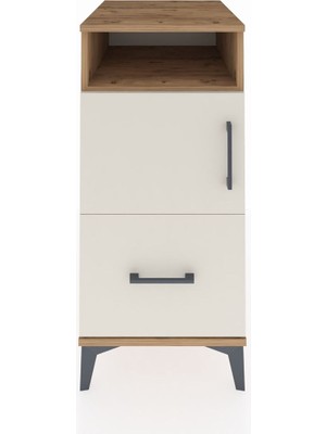 Kronos Komodin 2 Raflı Tek Çekmeceli Tek Kapaklı 44X59X96 Çam-Aytaşı
