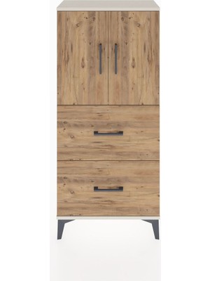 Hyperion Dolap Tek Raflı 2 Çekmeceli 2 Kapaklı 60X44X134 Aytaşı-Çam