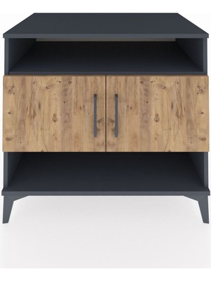 Kronos Şifonyer 3 Raflı 2 Kapaklı 88X59X80 Antrasit-Çam