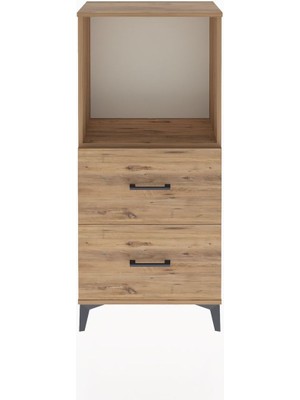 Arges Dolap Tek Raflı 2 Çekmeceli 60X30X134 Çam-Çam