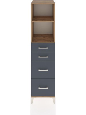 Hyperion Dolap 2 Raflı 4 Çekmeceli 44X44X182 Çam-Antrasit