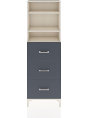 Arges Dolap 3 Raflı 3 Çekmeceli 60X30X182 Aytaşı-Antrasit