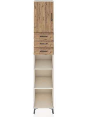 Hyperion Dolap 4 Raflı 3 Çekmeceli Tek Kapaklı 44X44X243 Aytaşı-Çam