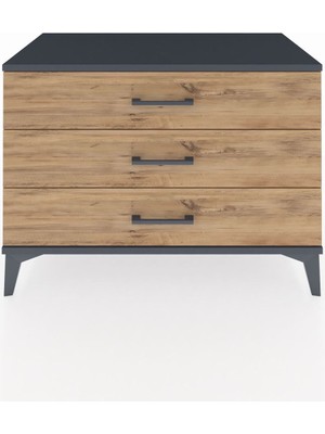 Hyperion Şifonyer 3 Çekmeceli 88X44X64 Antrasit-Çam