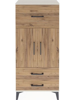 Arges Dolap 2 Raflı 3 Çekmeceli 2 Kapaklı 60X30X134 Aytaşı-Çam