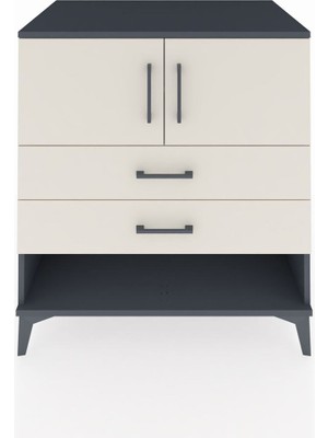 Kronos Şifonyer 2 Raflı 2 Çekmeceli 2 Kapaklı 88X59X96 Antrasit-Aytaşı