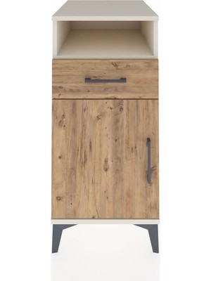 Kronos Komodin 2 Raflı Tek Çekmeceli Tek Kapaklı 44X59X96 Aytaşı-Çam