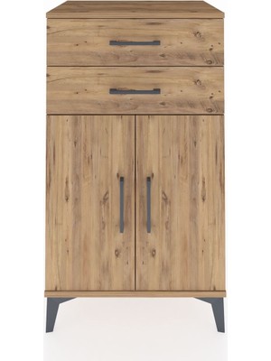 Hyperion Komodin Tek Raflı 2 Çekmeceli 2 Kapaklı 60X44X106 Çam-Çam
