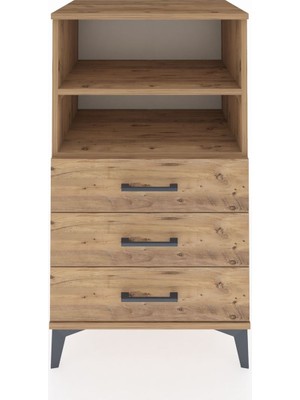 Hyperion Komodin 2 Raflı 3 Çekmeceli 60X44X106 Çam-Çam