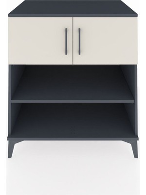 Kronos Şifonyer 3 Raflı 2 Kapaklı 88X59X96 Antrasit-Aytaşı