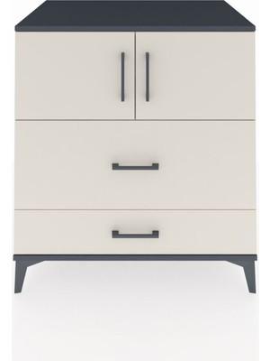 Kronos Şifonyer 2 Raflı 2 Çekmeceli 2 Kapaklı 88X59X96 Antrasit-Aytaşı