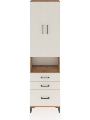 Arges Dolap 3 Raflı 3 Çekmeceli Tek Askılı 60X30X221 Çam-Aytaşı