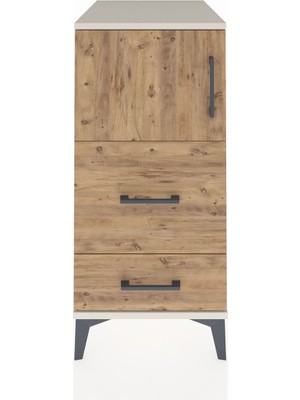 Kronos Komodin Tek Raflı 2 Çekmeceli Tek Kapaklı 44X59X96 Aytaşı-Çam