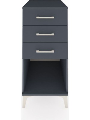 Kronos Komodin 3 Çekmeceli 44X59X96 Antrasit-Antrasit