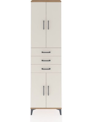 Arges Dolap 4 Raflı 3 Çekmeceli 4 Kapaklı 60X30X221 Çam-Aytaşı
