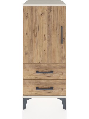 Hyperion Komodin 2 Raflı 2 Çekmeceli Tek Kapaklı 44X44X106 Aytaşı-Çam