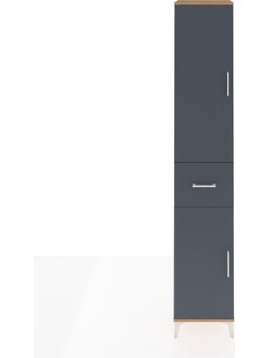 Hyperion Dolap 6 Raflı Tek Çekmeceli 2 Kapaklı 44X44X243 Çam-Antrasit