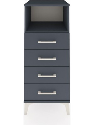 Hyperion Komodin Tek Raflı 4 Çekmeceli 44X44X106 Antrasit-Antrasit