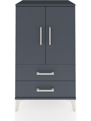 Hyperion Komodin 2 Raflı 2 Çekmeceli 2 Kapaklı 60X44X106 Antrasit-Antrasit