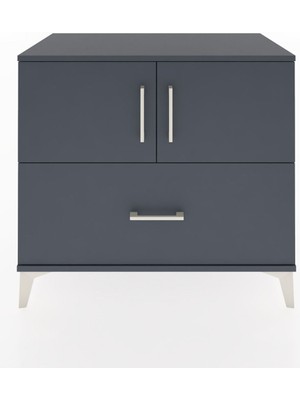 Hyperion Şifonyer Tek Raflı Tek Çekmeceli 2 Kapaklı 88X44X80 Antrasit-Antrasit