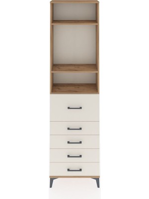 Arges Dolap 3 Raflı 5 Çekmeceli 60X30X221 Çam-Aytaşı