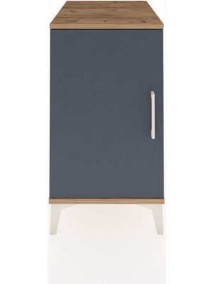 Kronos Komodin 2 Raflı Tek Kapaklı 44X59X80 Çam-Antrasit