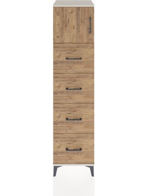 Hyperion Dolap Tek Raflı 4 Çekmeceli Tek Kapaklı 44X44X182 Aytaşı-Çam