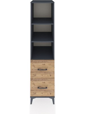 Kronos Dolap 3 Raflı 2 Çekmeceli 44X59X182 Antrasit-Çam