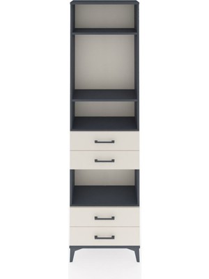 Arges Dolap 4 Raflı 4 Çekmeceli 60X30X221 Antrasit-Aytaşı