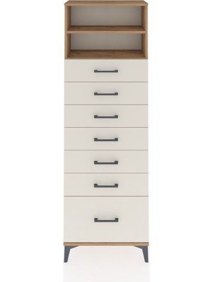 Arges Dolap 2 Raflı 7 Çekmeceli 60X30X182 Çam-Aytaşı