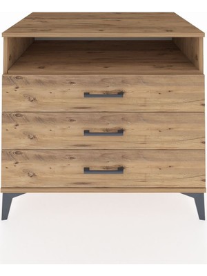 Kronos Şifonyer Tek Raflı 3 Çekmeceli 88X59X80 Çam-Çam