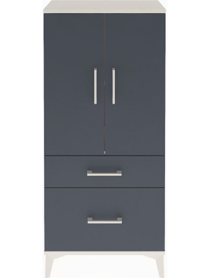 Arges Dolap 2 Raflı 2 Çekmeceli 2 Kapaklı 60X30X134 Aytaşı-Antrasit