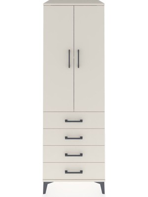 Kronos Dolap 2 Raflı 4 Çekmeceli 2 Kapaklı 60X59X182 Aytaşı-Aytaşı