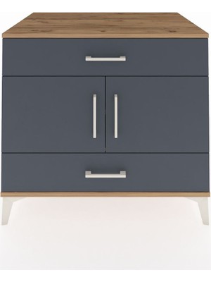 Kronos Şifonyer 2 Raflı 2 Çekmeceli 2 Kapaklı 88X59X80 Çam-Antrasit