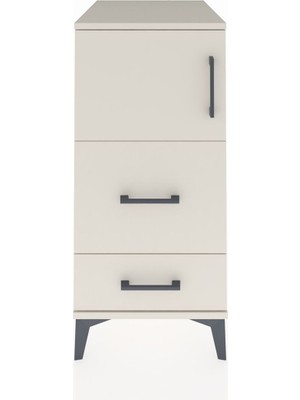 Kronos Komodin Tek Raflı 2 Çekmeceli Tek Kapaklı 44X59X96 Aytaşı-Aytaşı