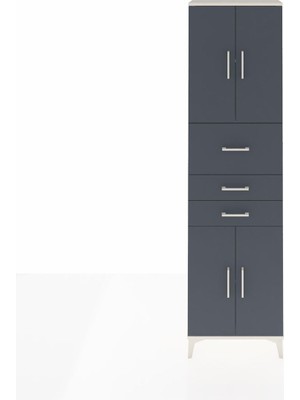 Arges Dolap 3 Raflı 3 Çekmeceli 4 Kapaklı 60X30X221 Aytaşı-Antrasit