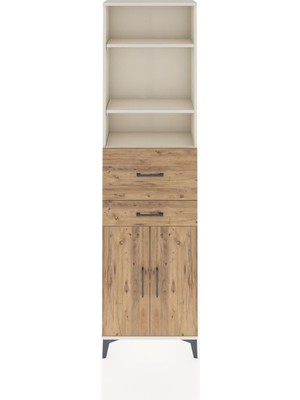 Arges Dolap 4 Raflı 2 Çekmeceli 2 Kapaklı 60X30X221 Aytaşı-Çam
