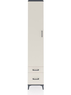 Hyperion Dolap 5 Raflı 2 Çekmeceli Tek Kapaklı 44X44X243 Antrasit-Aytaşı