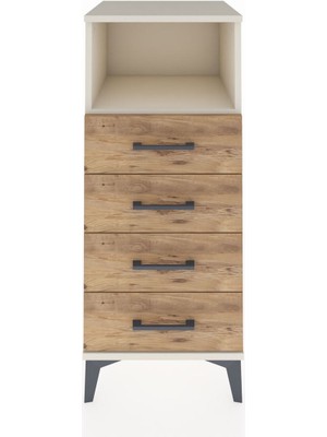 Hyperion Komodin Tek Raflı 4 Çekmeceli 44X44X106 Aytaşı-Çam
