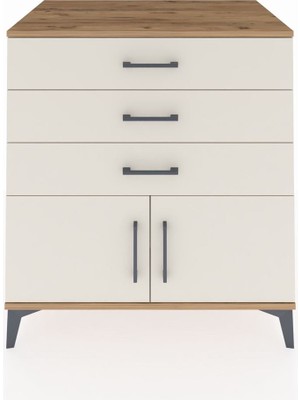 Kronos Şifonyer Tek Raflı 3 Çekmeceli 2 Kapaklı 88X59X96 Çam-Aytaşı