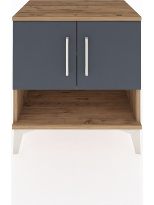 Hyperion Komodin 2 Raflı 2 Kapaklı 60X44X64 Çam-Antrasit