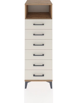 Hyperion Dolap Tek Raflı 6 Çekmeceli 44X44X134 Çam-Aytaşı