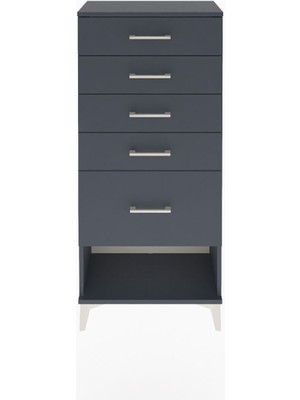 Arges Dolap 5 Çekmeceli 60X30X134 Antrasit-Antrasit