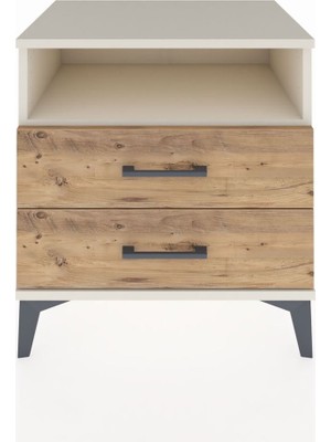 Hyperion Komodin Tek Raflı 2 Çekmeceli 60X44X64 Aytaşı-Çam