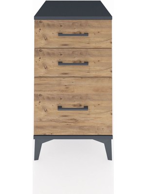 Kronos Komodin 3 Çekmeceli 44X59X80 Antrasit-Çam