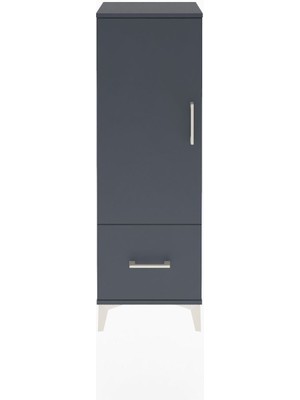 Arges Dolap Tek Raflı Tek Çekmeceli Tek Askılı 44X30X134 Antrasit-Antrasit