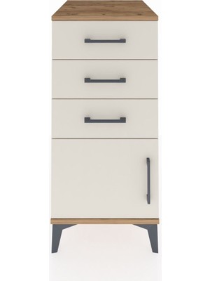 Kronos Komodin 3 Çekmeceli Tek Kapaklı 44X59X96 Çam-Aytaşı